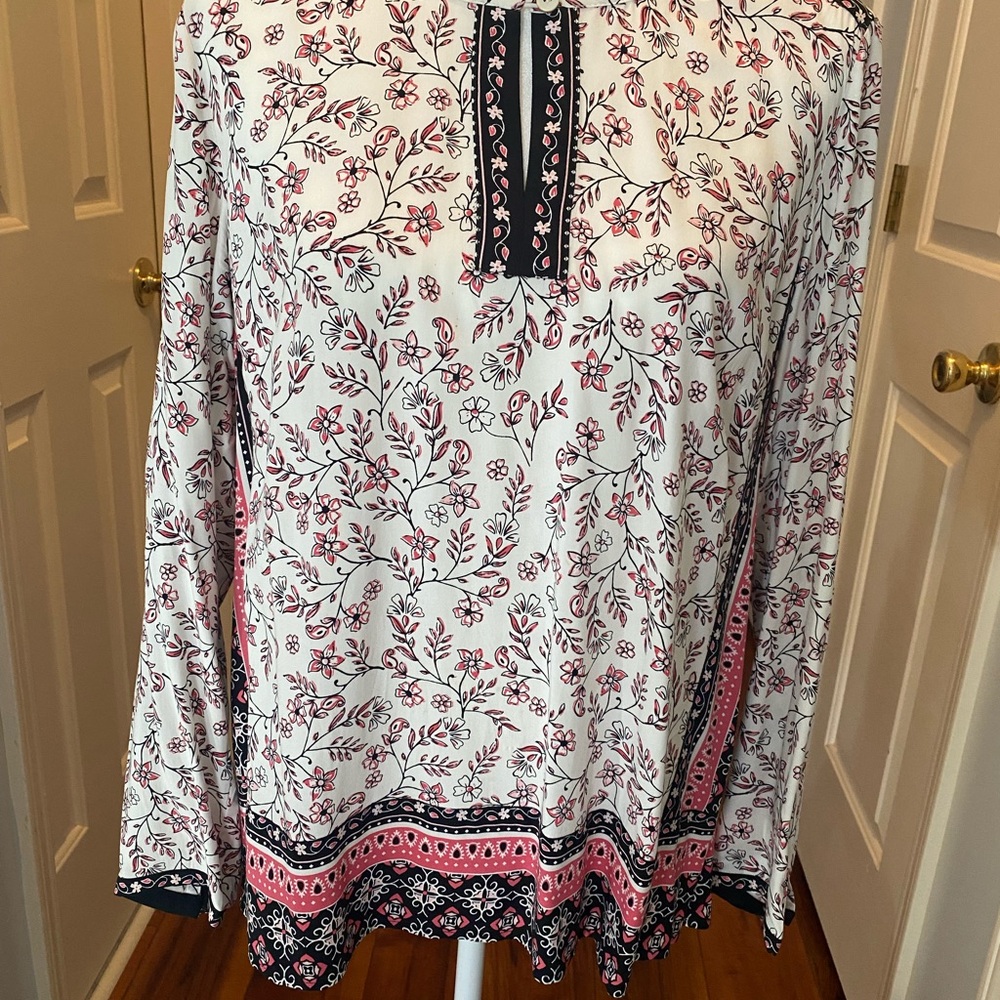 J. Jill Floral Blouse - White, Black, and Pink
